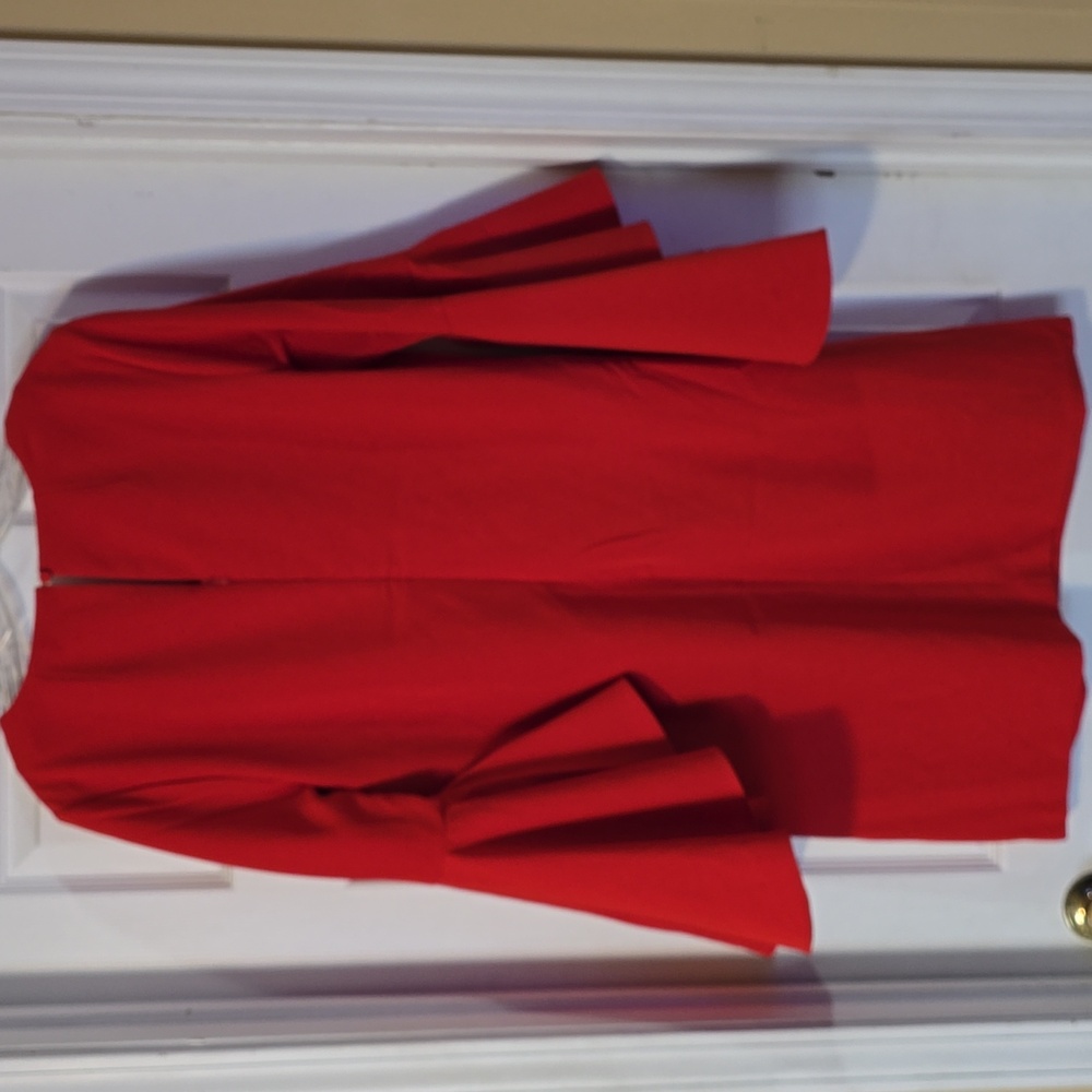 Elegant Red Dress with Bell Sleeves - Picture 4 of 6